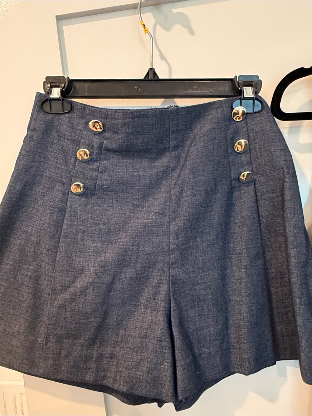 Zara Blue Tailored High-Waist Jean Shorts with Matching Vest - Picture 10 of 14